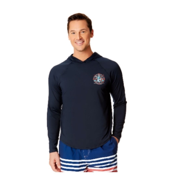 Chaps Other - Chaps Long Sleeve Graphic Rash Guard Hoodie with UPF 50+